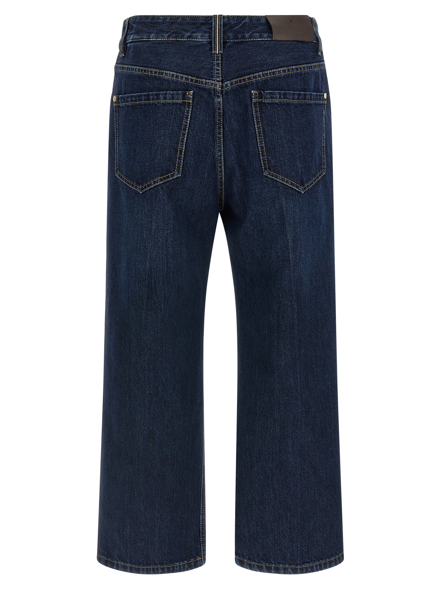 Jeans by Brunello Cucinelli for women in cotton denim blue & signature features a refined silhouette with a refined straight-leg, wide & cropped, defined by a and a refined cropped for a refined finish.