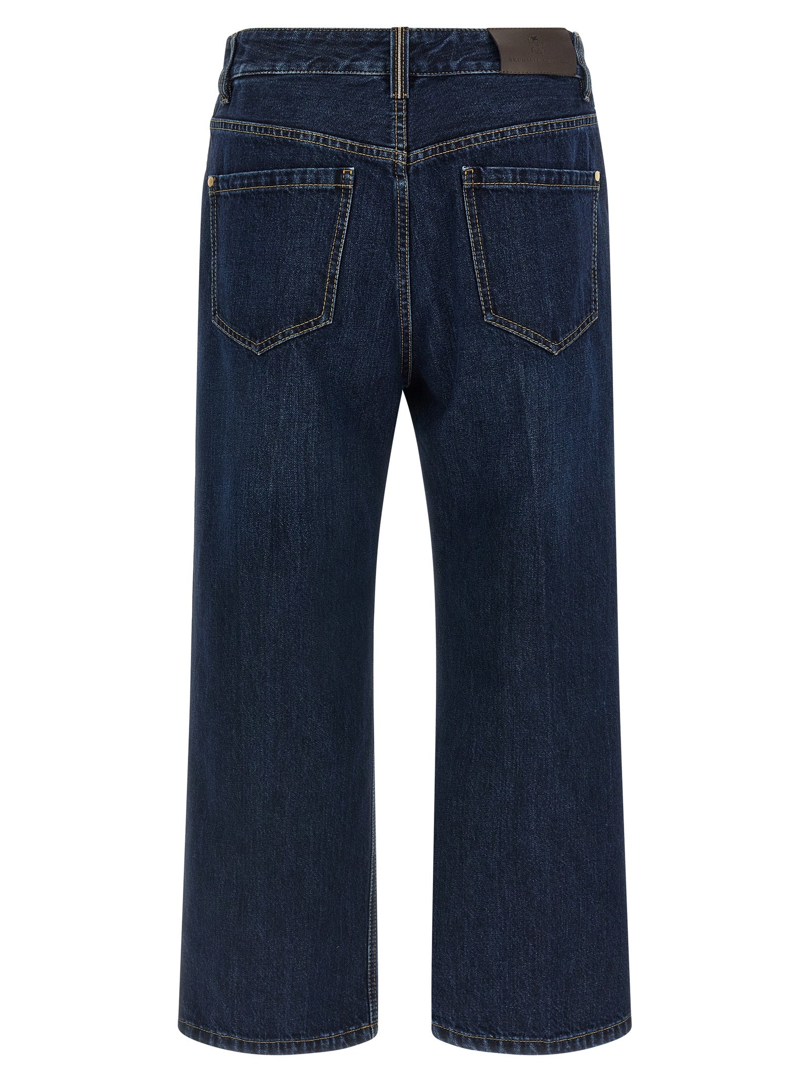 Jeans by Brunello Cucinelli for women in cotton denim blue & signature features a refined silhouette with a refined straight-leg, wide & cropped, defined by a and a refined cropped for a refined finish.