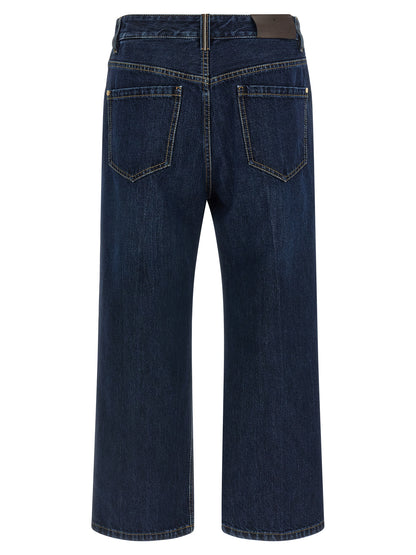 Jeans by Brunello Cucinelli for women in cotton denim blue & signature features a refined silhouette with a refined straight-leg, wide & cropped, defined by a and a refined cropped for a refined finish.