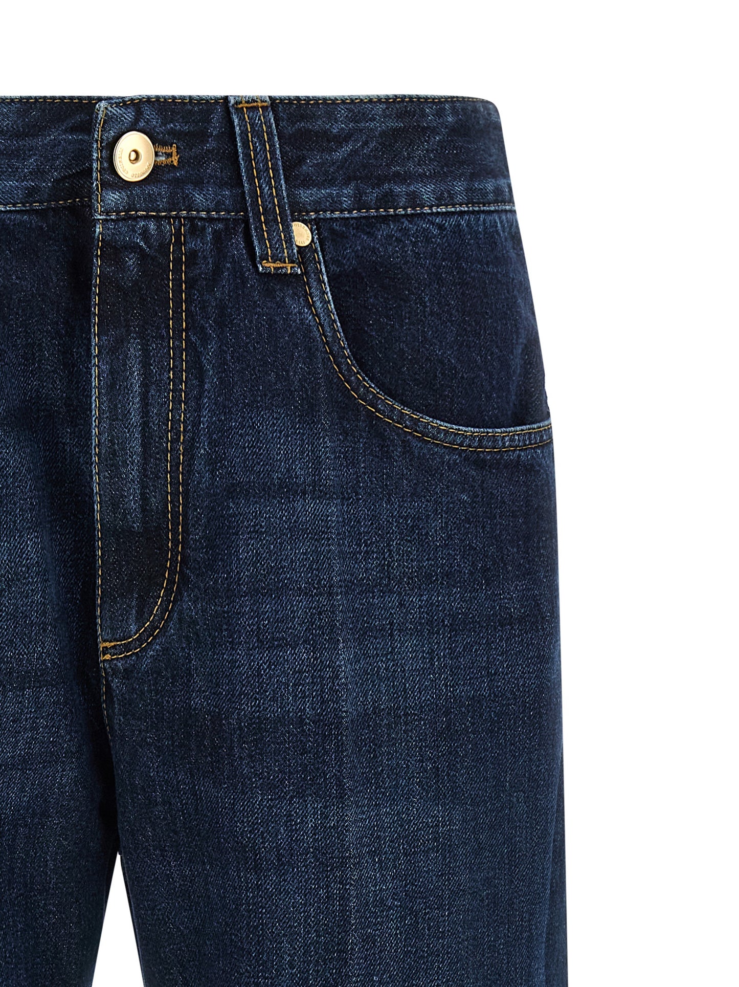Jeans by Brunello Cucinelli for women in cotton denim blue & signature features an refined tailoring silhouette, showcasing a premium straight-leg, wide & cropped with a and cropped cut for a refined tailoring look.