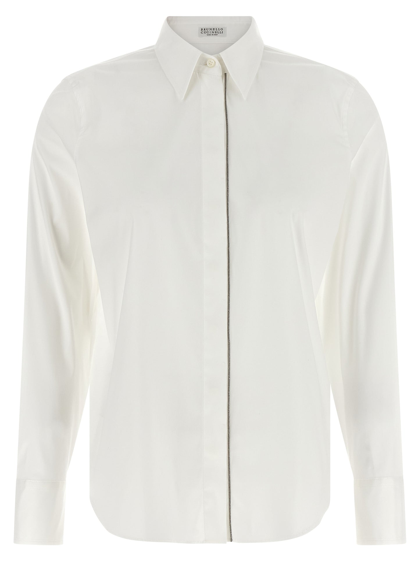 Blouse by Brunello Cucinelli for women in stretch polyamide cotton white features an polished silhouette, showcasing a sophisticated and detail for a truly polished finish.