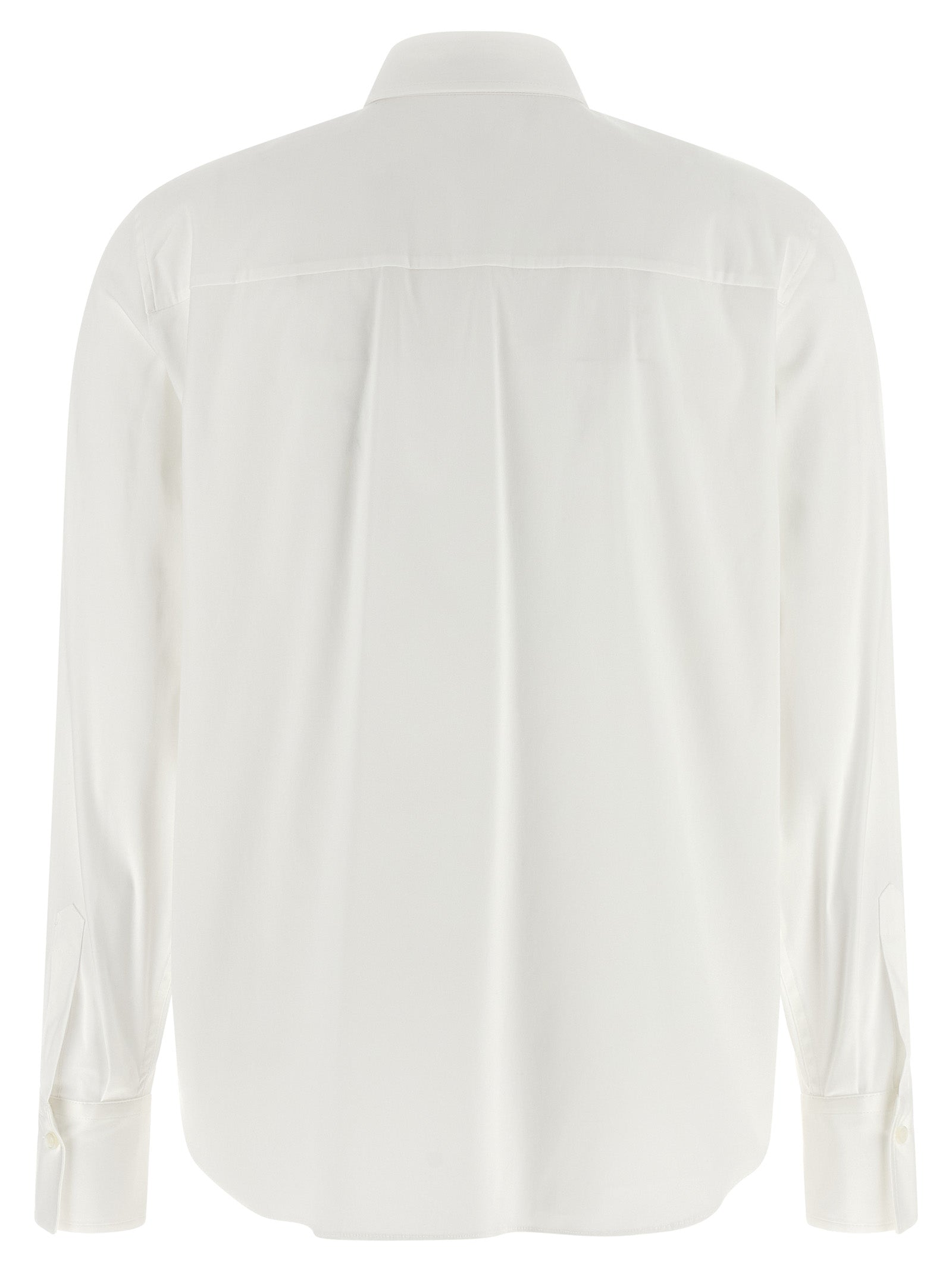 Blouse by Brunello Cucinelli for women in stretch polyamide cotton white showcases a sharp silhouette, elegantly detailed with a sharp and sharp .