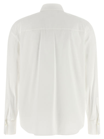 Blouse by Brunello Cucinelli for women in stretch polyamide cotton white showcases a sharp silhouette, elegantly detailed with a sharp and sharp .