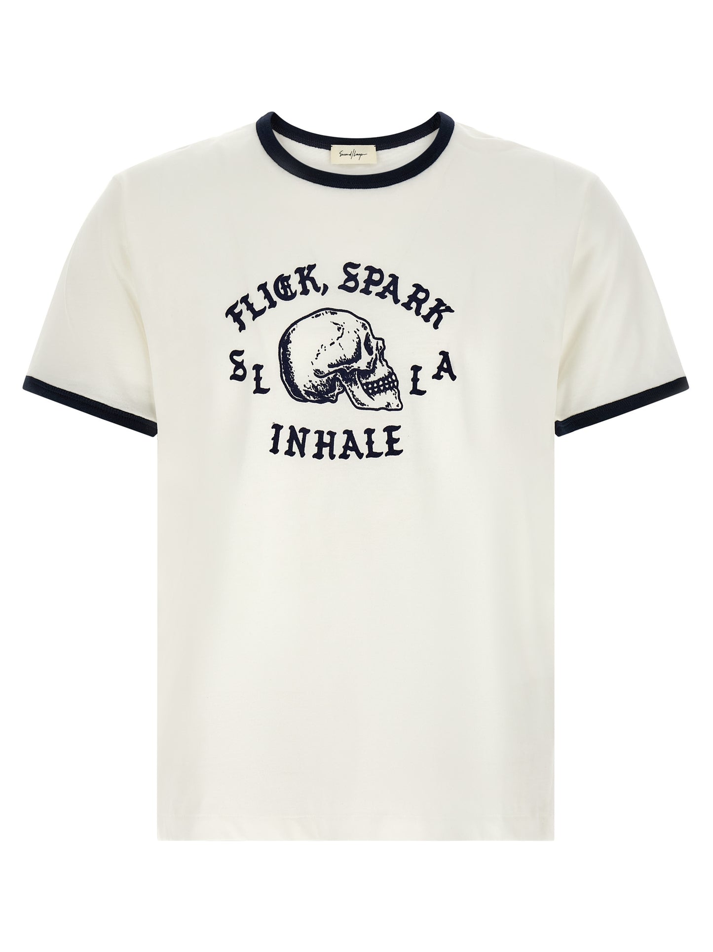 T-Shirt by SECOND/LAYER for men in cotton bicolour, black, white & print features a plush silhouette, showcasing a sophisticated and for a truly plush finish.
