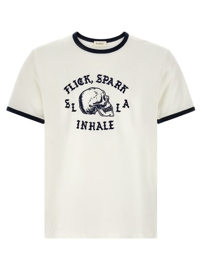 T-Shirt by SECOND/LAYER for men in cotton bicolour, black, white & print features a plush silhouette, showcasing a sophisticated and for a truly plush finish.