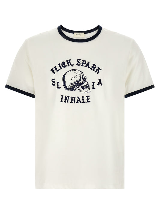 T-Shirt by SECOND/LAYER for men in cotton bicolour, black, white & print features a plush silhouette, showcasing a sophisticated and for a truly plush finish.