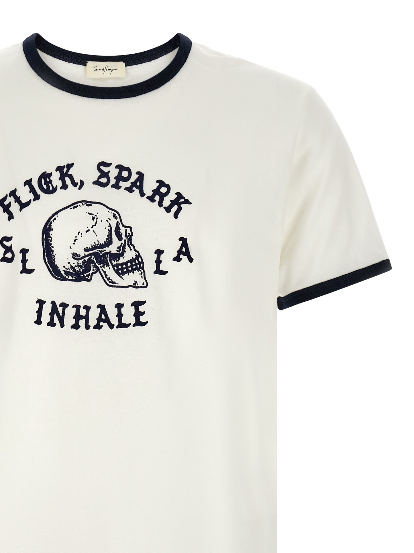 T-Shirt by SECOND/LAYER for men in cotton bicolour, black, white & print features an on trend silhouette, perfectly showcasing a on trend and for an elevated aesthetic.