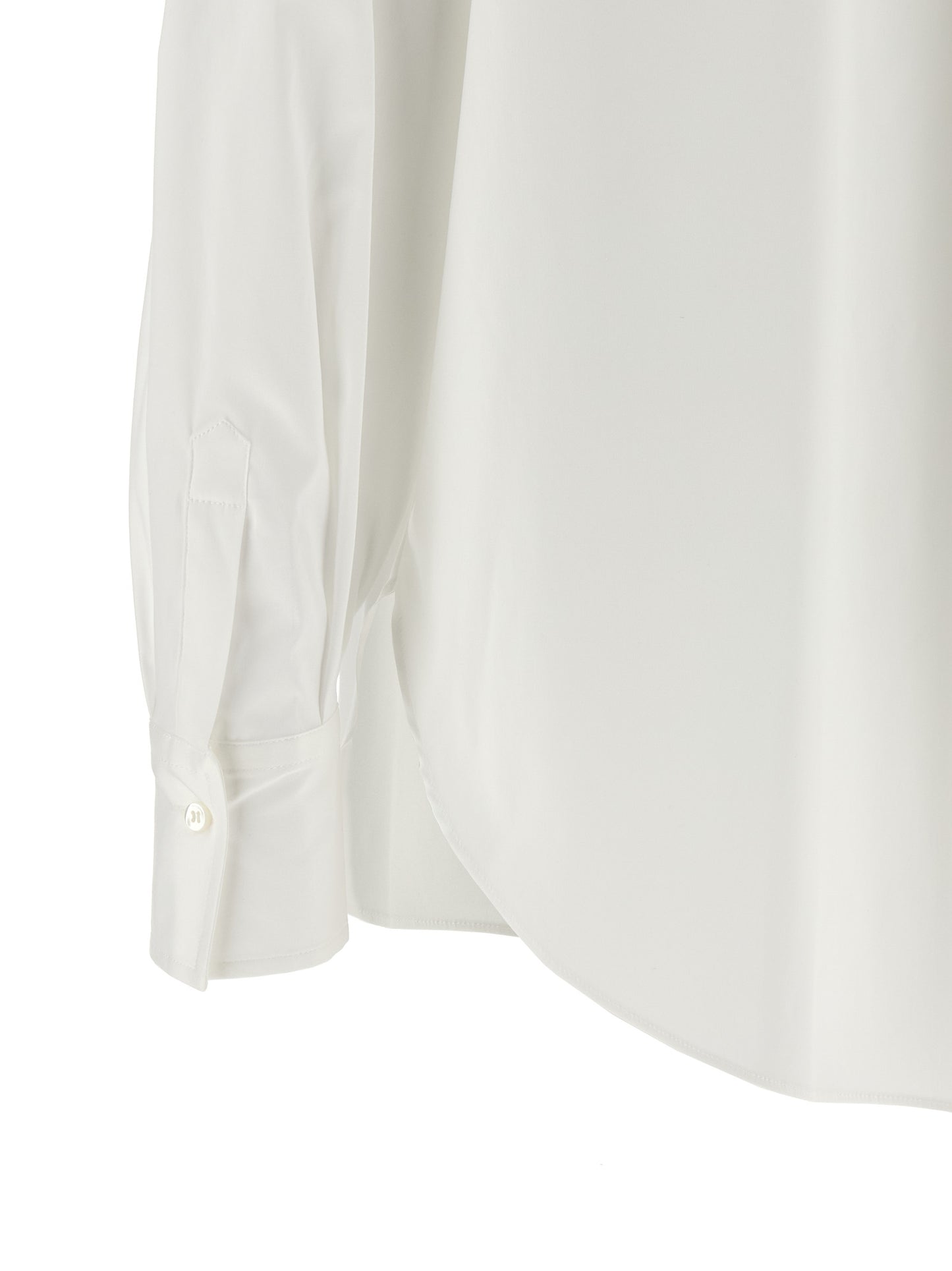Blouse by Brunello Cucinelli for women in stretch polyamide cotton white features an polished silhouette, showcasing a sophisticated and detail for a truly polished finish.