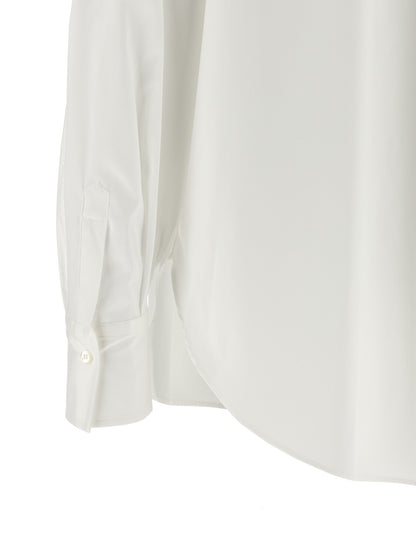 Blouse by Brunello Cucinelli for women in stretch polyamide cotton white features an polished silhouette, showcasing a sophisticated and detail for a truly polished finish.