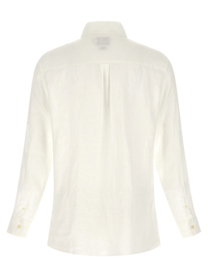 Polo Shirt by MC2 Saint Barth for men in linen white showcases a sharp silhouette, detailed with a refined and sharp for a sophisticated finish.
