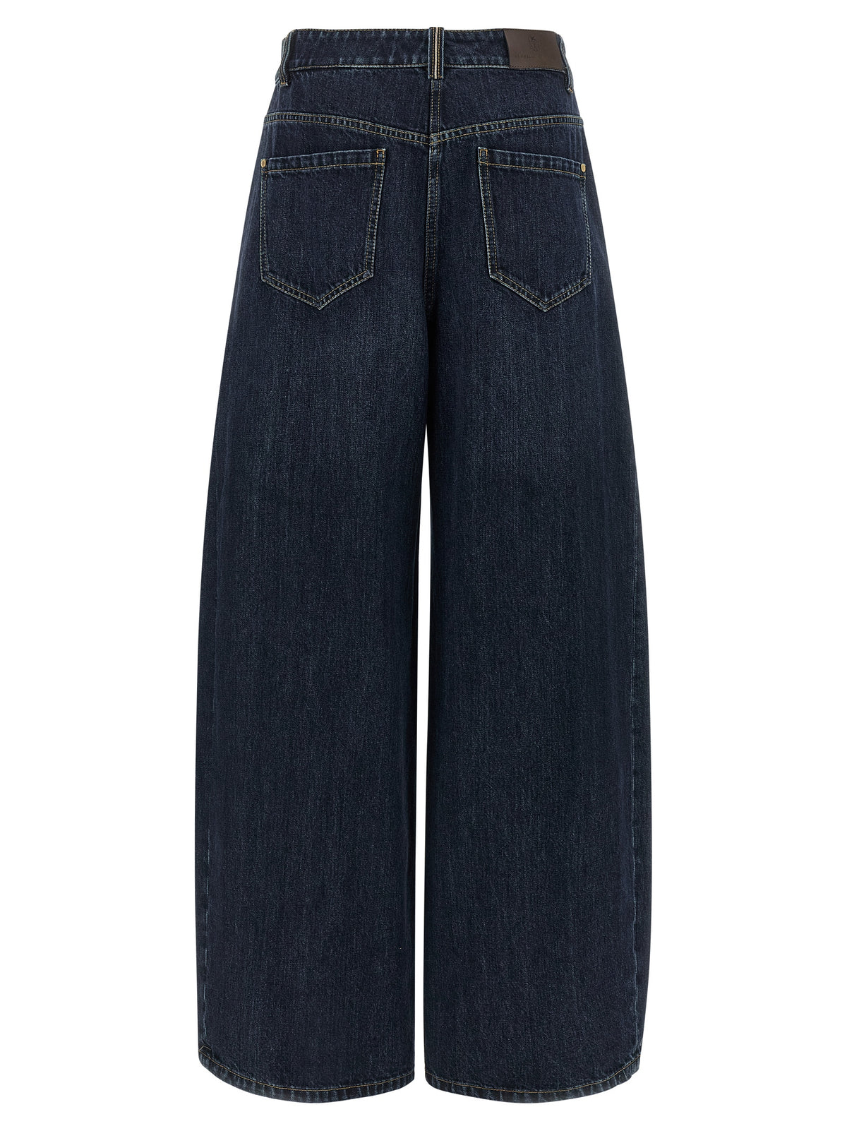 Brunello Cucinelli Monile Women's Wide High Rise Cotton Denim Jeans - Blue