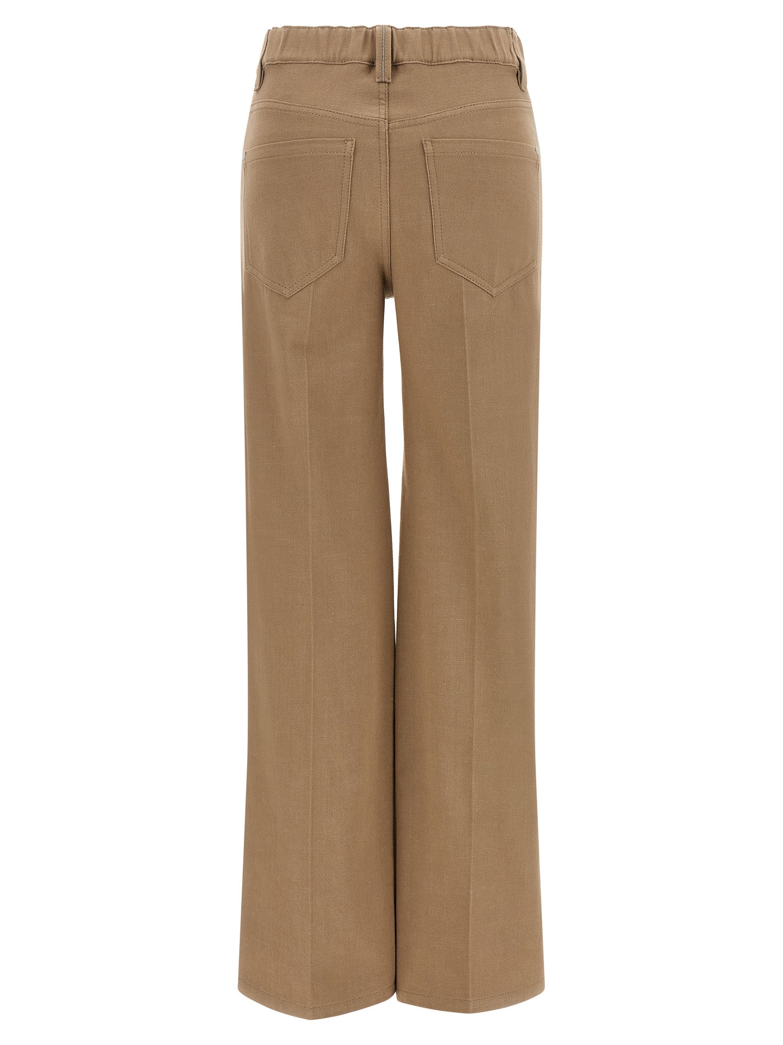 Jeans by Brunello Cucinelli for women in denim cotton beige & signature features an sartorial straight-leg & wide and long with a cut for a sartorial finish.