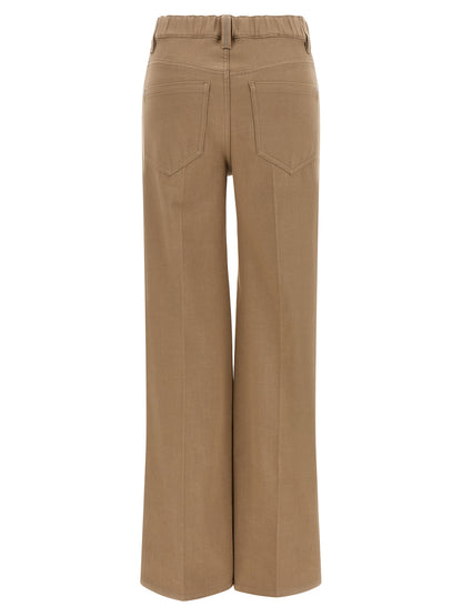 Jeans by Brunello Cucinelli for women in denim cotton beige & signature features an sartorial straight-leg & wide and long with a cut for a sartorial finish.