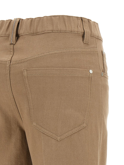 Jeans by Brunello Cucinelli for women in denim cotton beige & signature features an refined tailoring silhouette, showcasing a premium straight-leg & wide with a and long cut for a refined tailoring look.