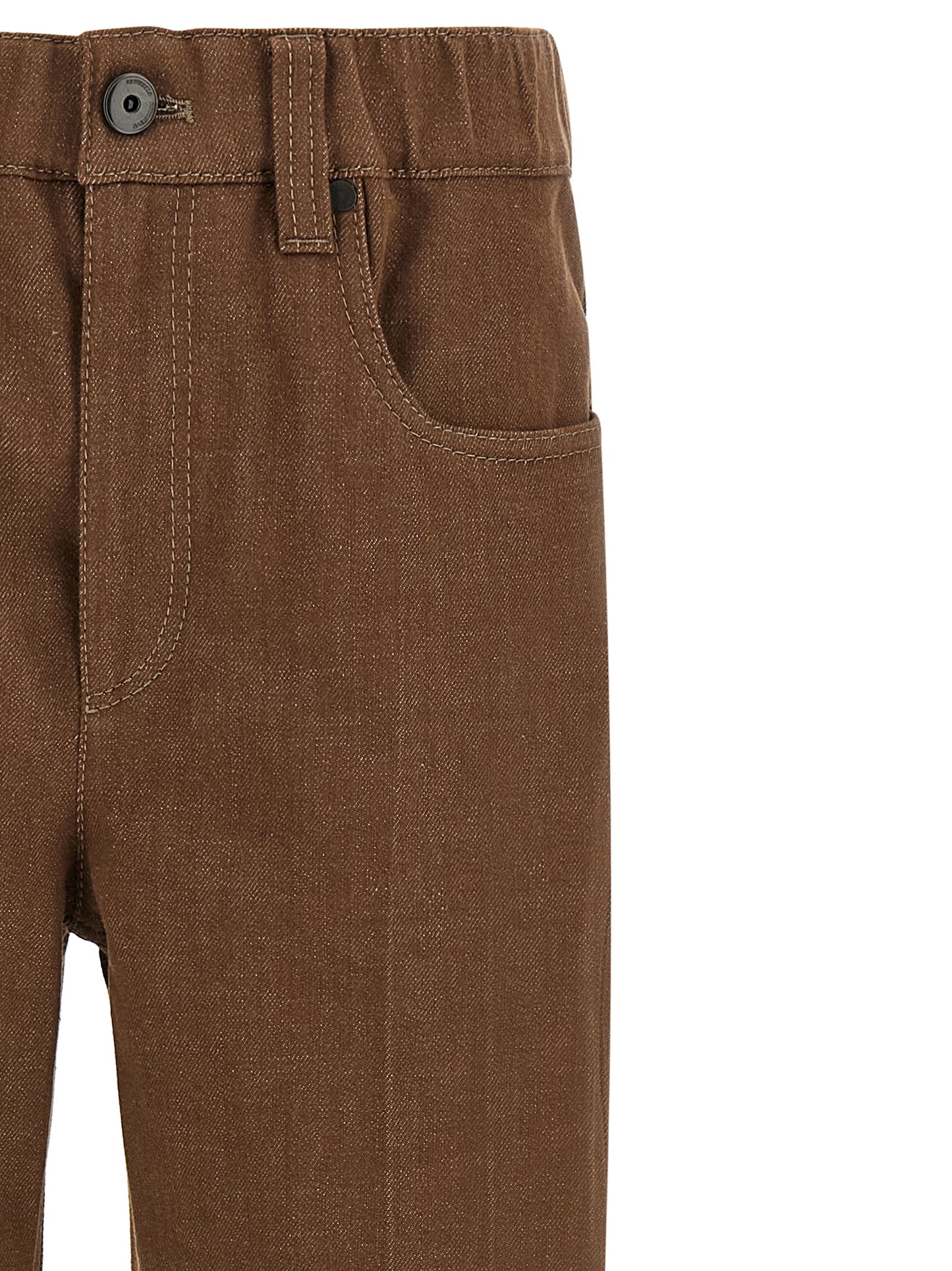 Brunello Cucinelli Monile Women's Straight Leg Wide Denim Cotton Jeans - Brown