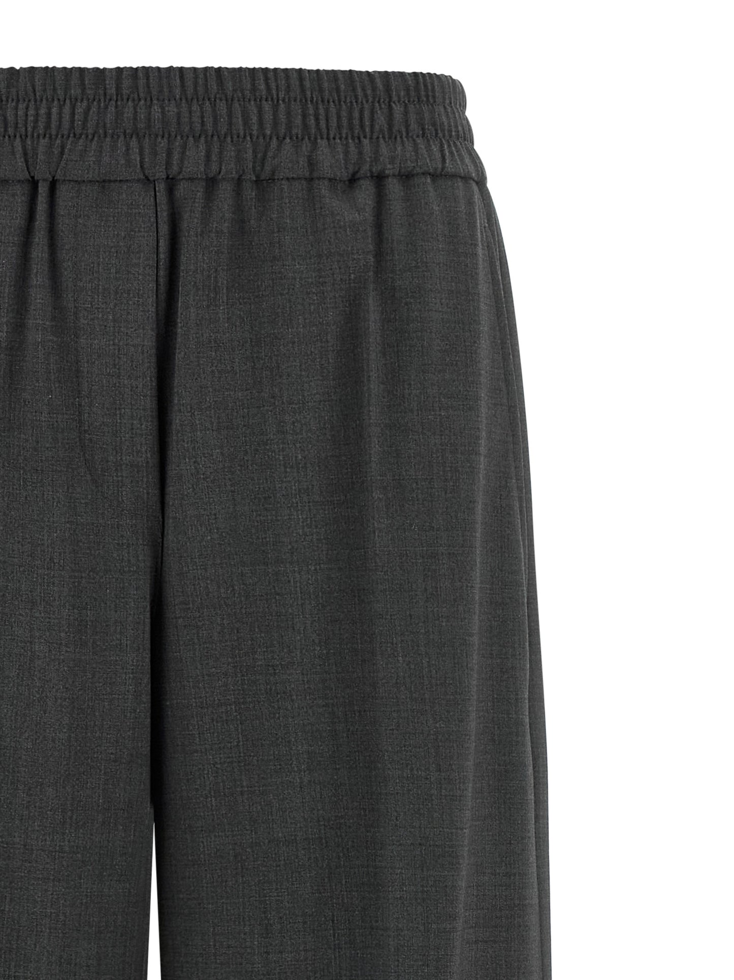Trousers by Brunello Cucinelli for women in virgin wool & polyamide gray presents a smart silhouette, meticulously detailed with a smart flared & wide, a smart long, and a smart .
