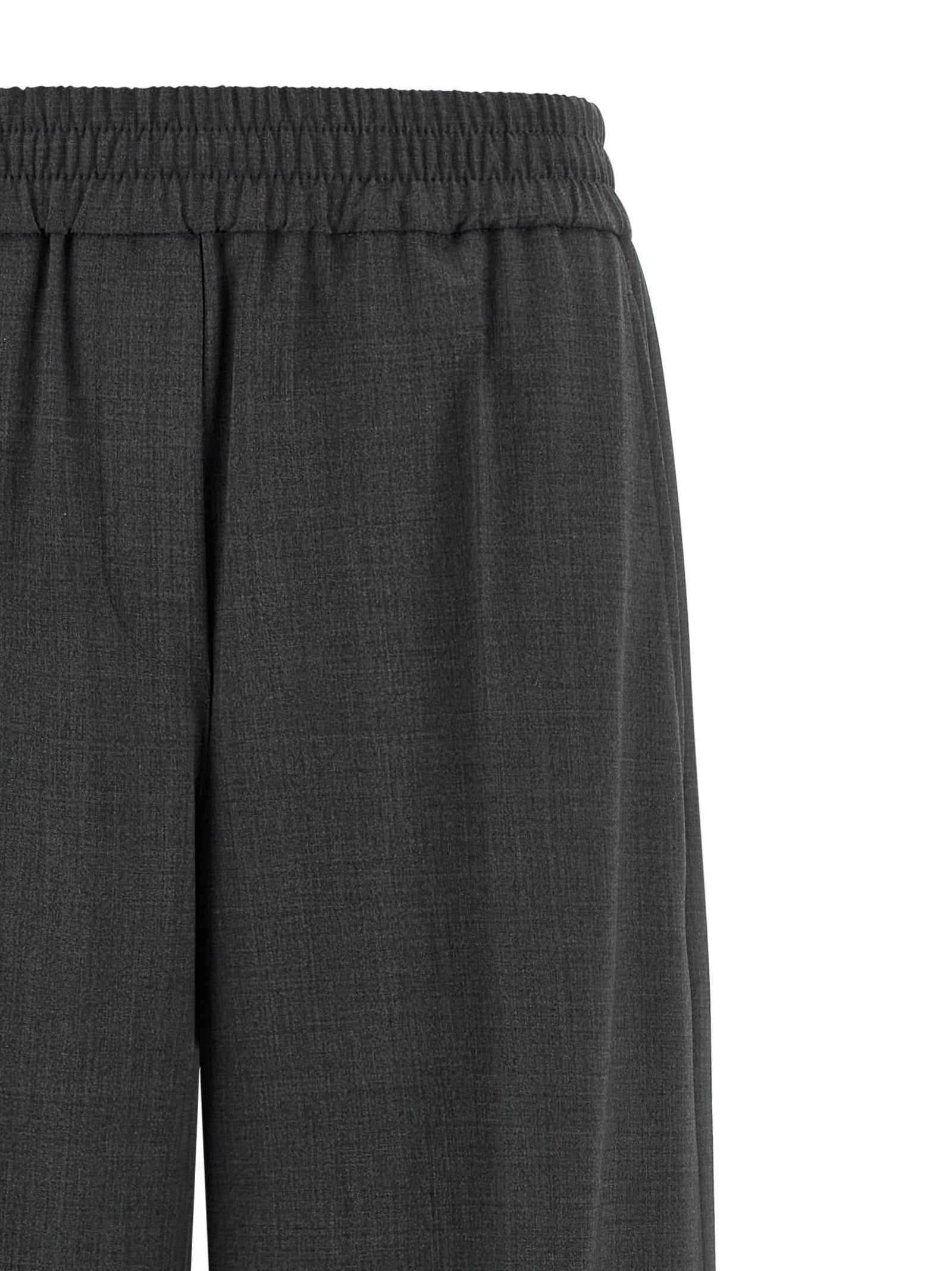 Trousers by Brunello Cucinelli for women in virgin wool & polyamide gray presents a smart silhouette, meticulously detailed with a smart flared & wide, a smart long, and a smart .