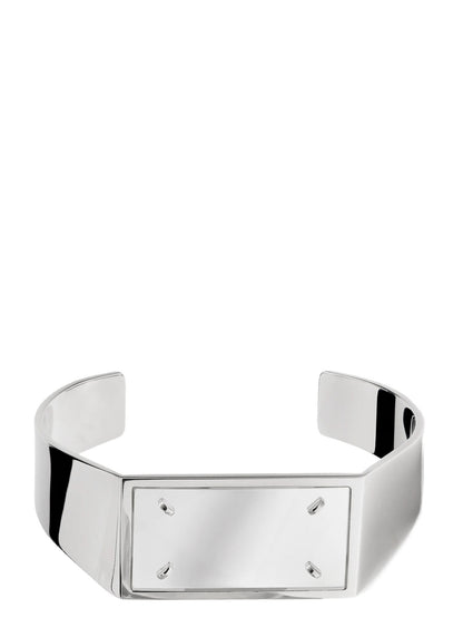 Bracelet by Maison Margiela for women in linen and palladium & silver showcases a refined silhouette, artfully capturing the essence of Four Stitches Women's Palladium Plexiglass & Brass Bracelet with its refined .