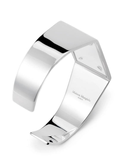 Bracelet by Maison Margiela for women in linen palladium & silver features a architectural silhouette, elegantly showcasing a architectural that defines the Four Stitches Women's Palladium Plexiglass & Brass Bracelet aesthetic.