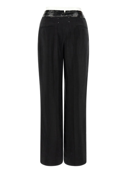 Casual Pants by Maison Margiela for women in cupro & copper black, copper, transparent & signature features an refined tailoring silhouette, showcasing a premium straight-leg & wide with a and long cut for a refined tailoring look.