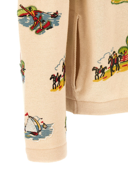 Cardigan by BODE for men in cotton & merino wool multicolor & print showcases a luxurious silhouette, meticulously detailed with a sophisticated and for a refined finish.