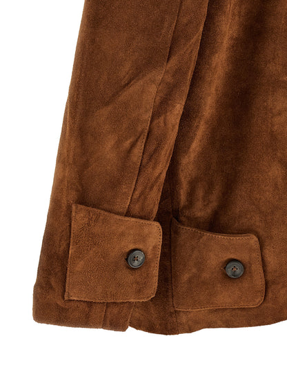 This Jacket by FOUND for men in silk & suede leather brown, horn & floral showcases a magnificent silhouette, meticulously crafted with a distinctive and functional pockets for a magnificent finish.