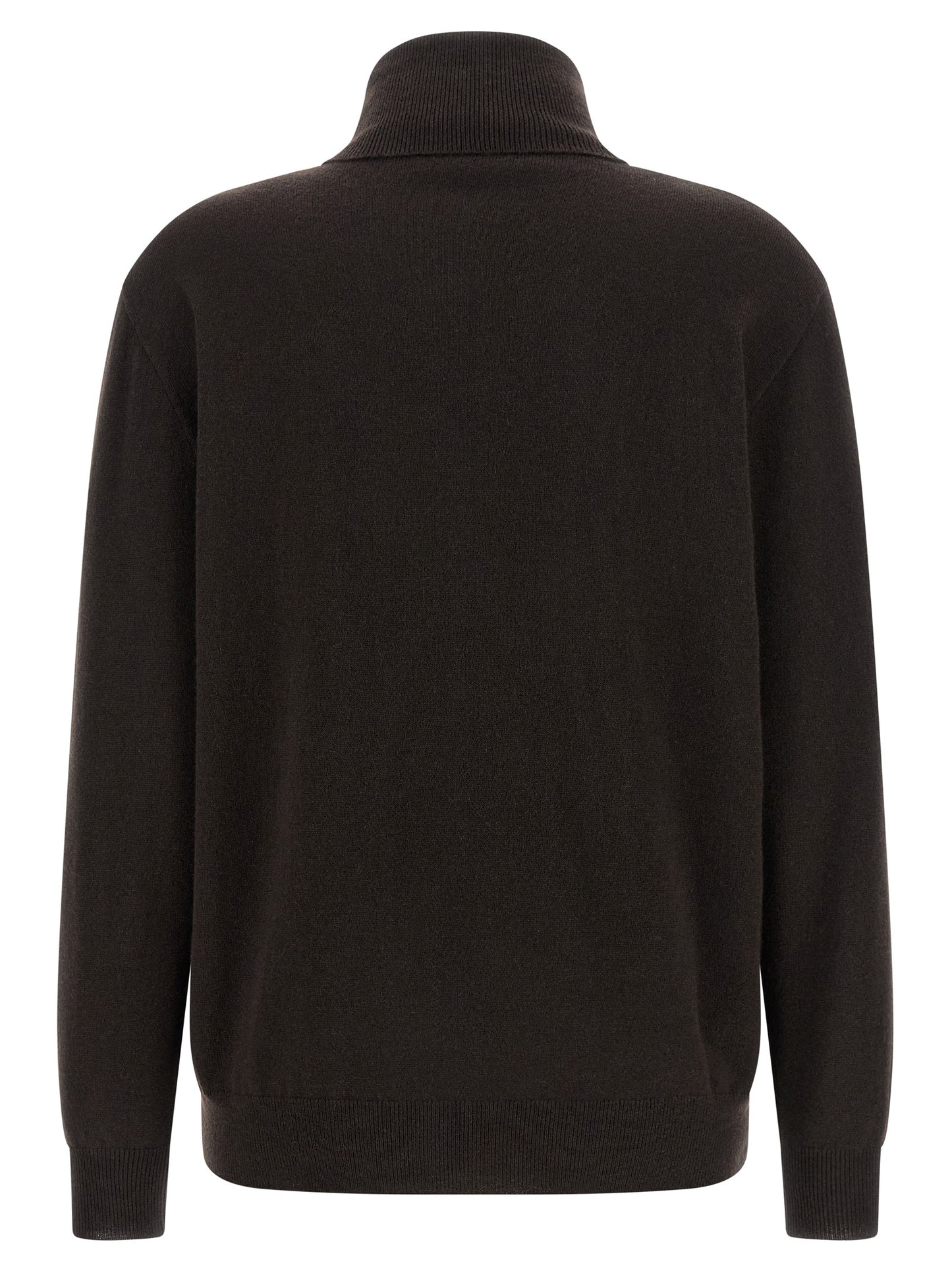 Cardigan by Brunello Cucinelli for women in cashmere brown showcases a luxurious silhouette, meticulously detailed with a sophisticated high-collar neckline and for a refined finish.