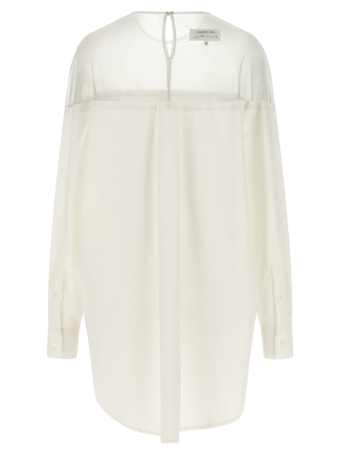 Blouse by MM6 Maison Margiela for women in cotton pearl, transparent & white features an architectural silhouette with a refined and elegant crew neckline for a architectural look.