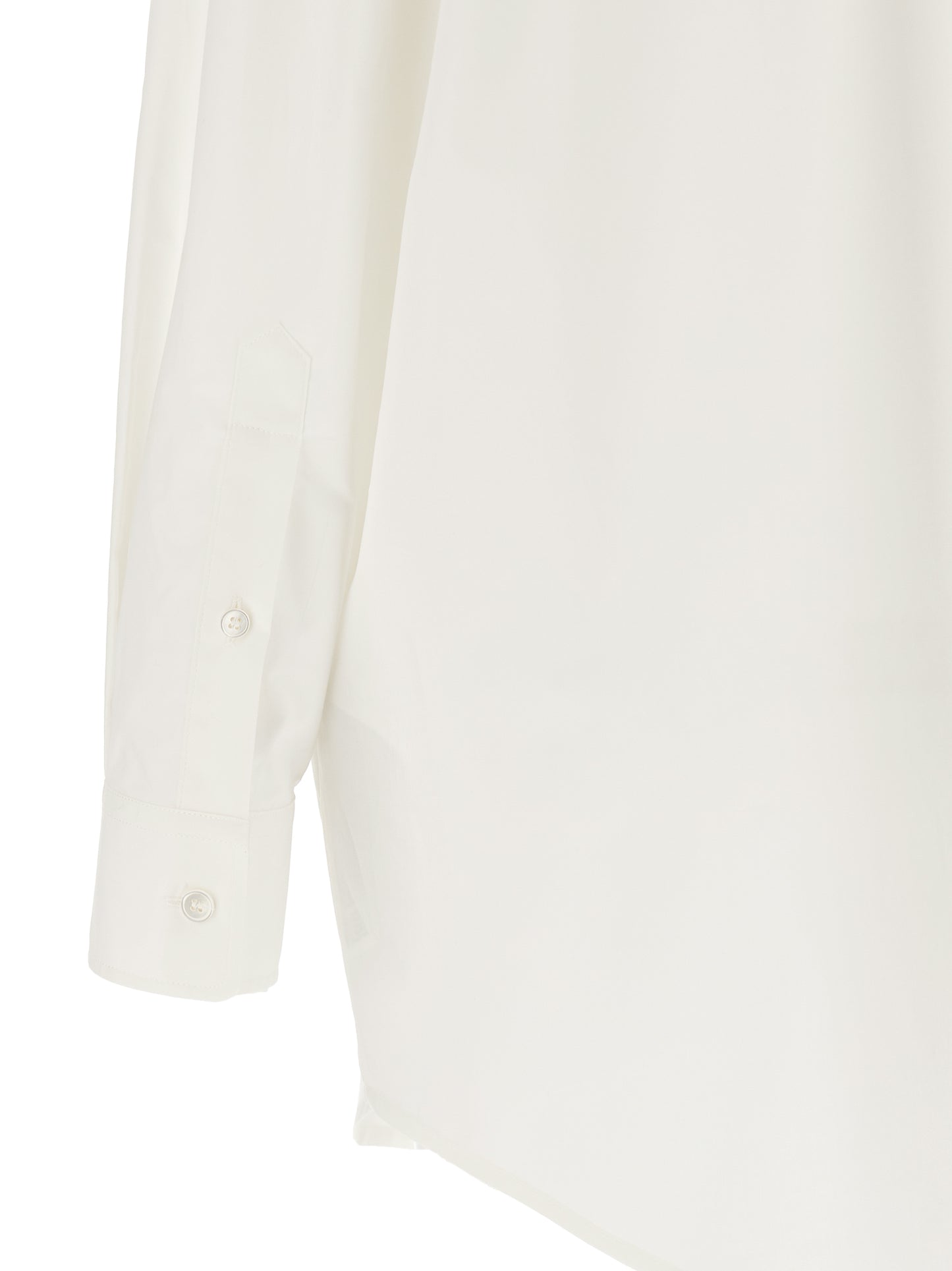 Blouse by MM6 Maison Margiela for women in cotton pearl, transparent & white showcases a sharp silhouette, elegantly detailed with a sharp and sharp .