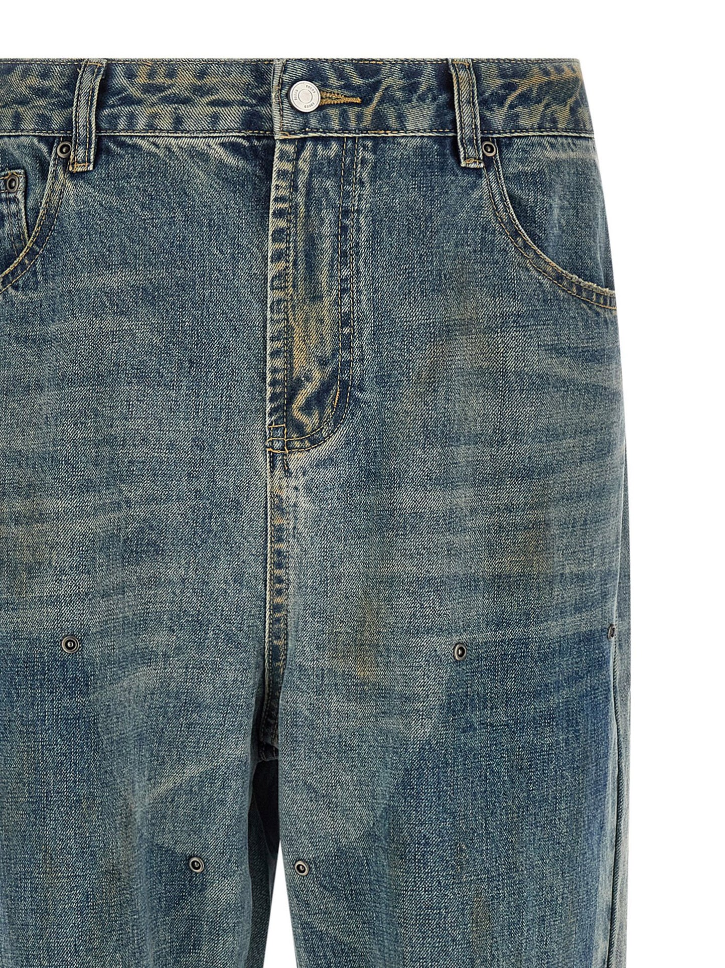 Jeans by FOUND for men in denim cotton blue features an refined tailoring silhouette, showcasing a premium straight-leg & wide with a and long cut for a refined tailoring look.