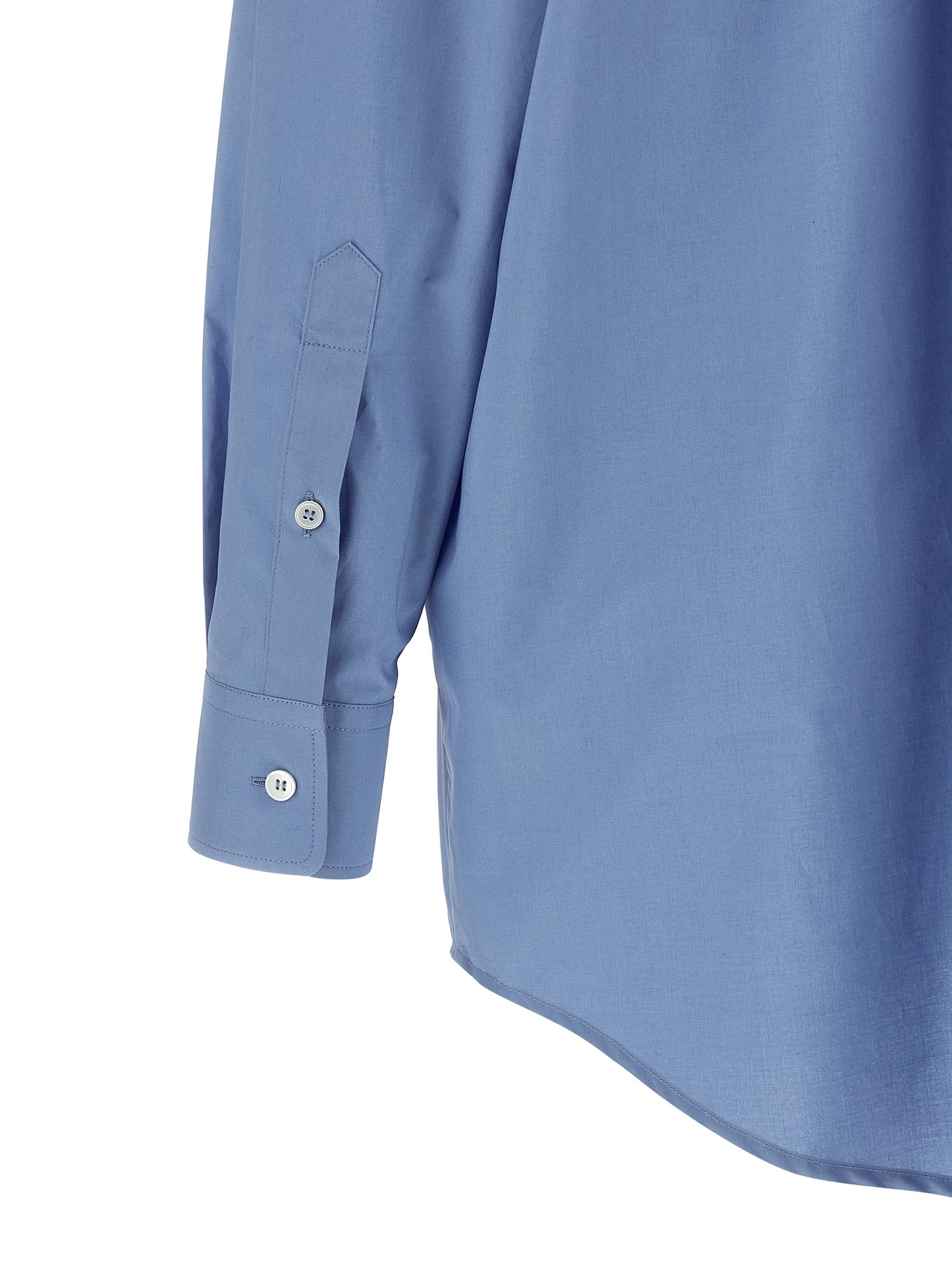 Blouse by MM6 Maison Margiela for women in cotton light-blue, pearl & transparent presents a discerning silhouette, showcasing a sophisticated and for a truly discerning finish.