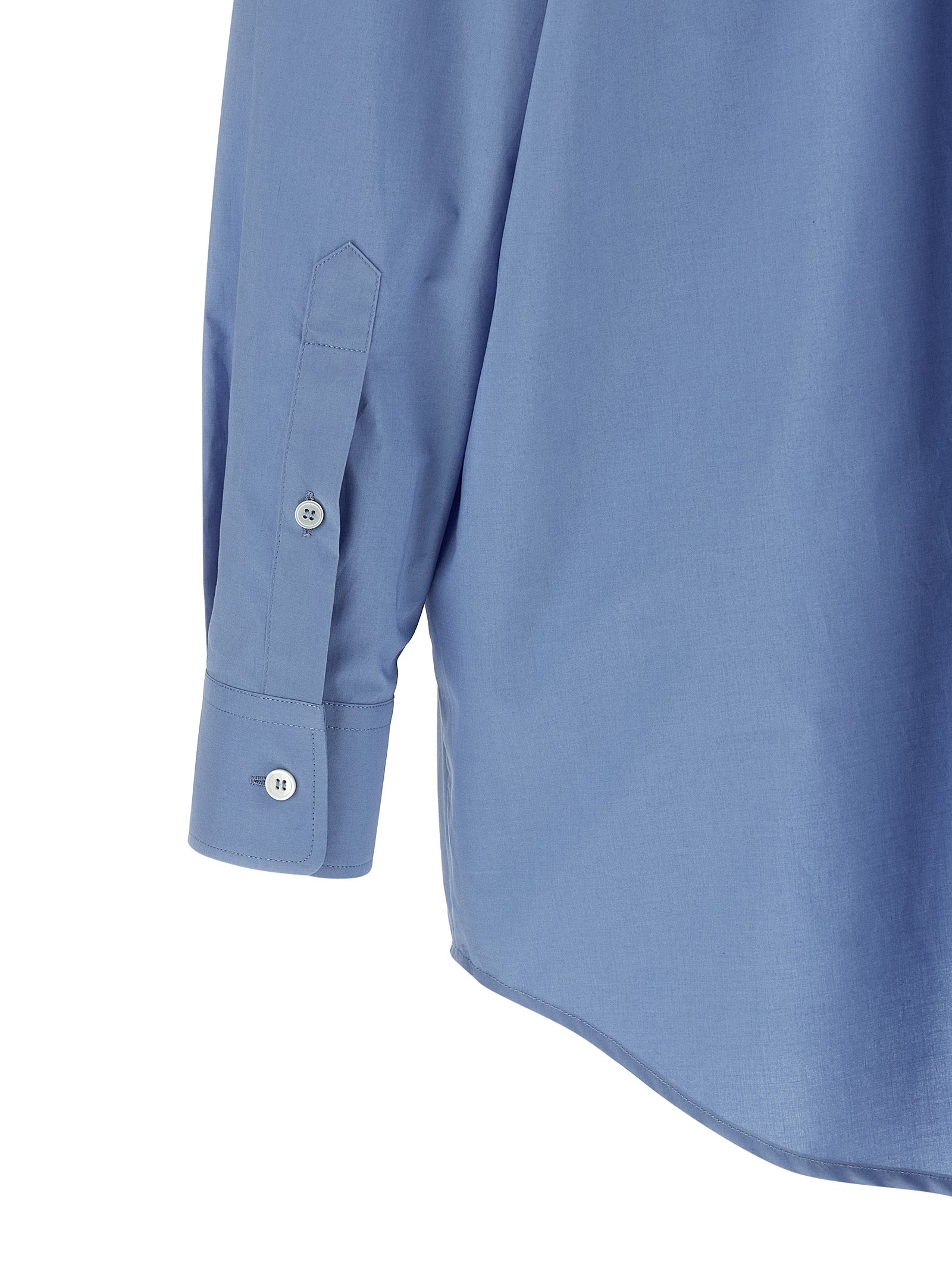 Blouse by MM6 Maison Margiela for women in cotton light-blue, pearl & transparent presents a discerning silhouette, showcasing a sophisticated and for a truly discerning finish.