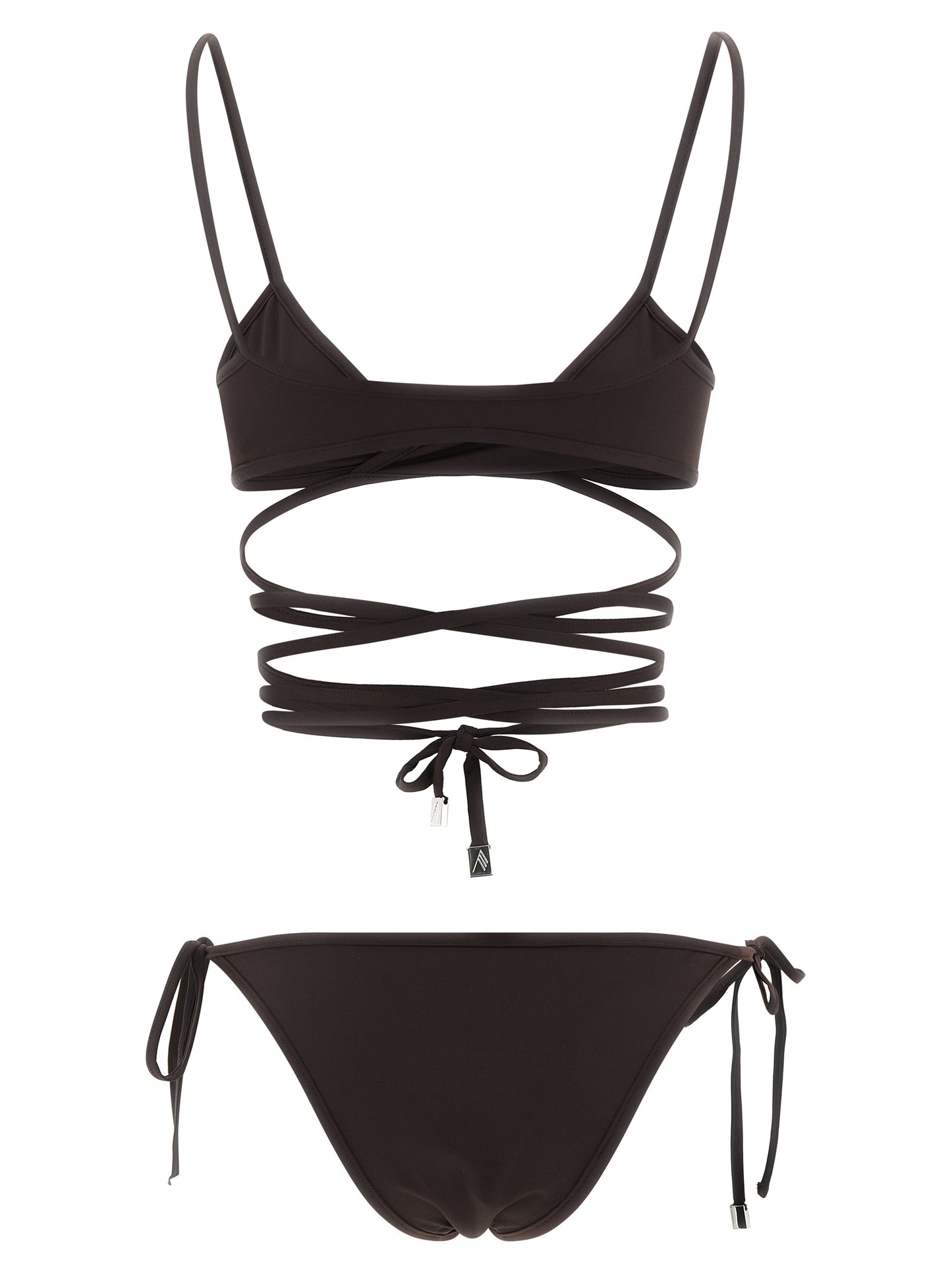 Bikini by The Attico for women in stretch polyamide brown presents a sun-drenched silhouette, showcasing the sun-drenched Women's Stretch Polyamide Bikini design with a sun-drenched cut for a premium finish.