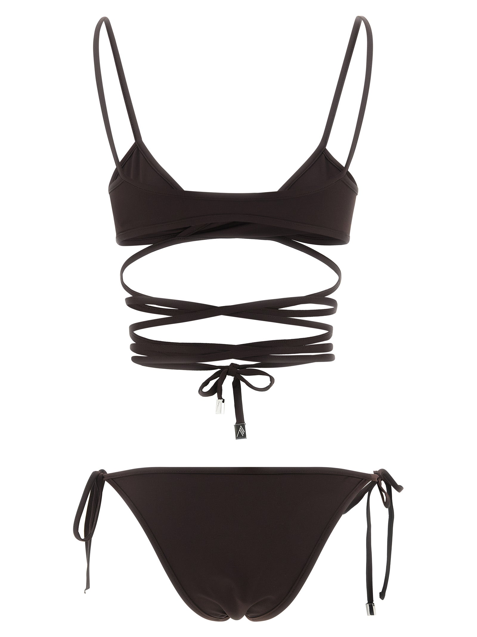 Bikini by The Attico for women in stretch polyamide brown presents a sun-drenched silhouette, showcasing the sun-drenched Women's Stretch Polyamide Bikini design with a sun-drenched cut for a premium finish.