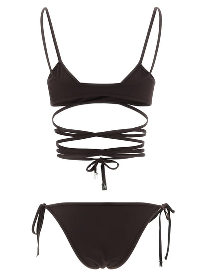 Bikini by The Attico for women in stretch polyamide brown presents a sun-drenched silhouette, showcasing the sun-drenched Women's Stretch Polyamide Bikini design with a sun-drenched cut for a premium finish.