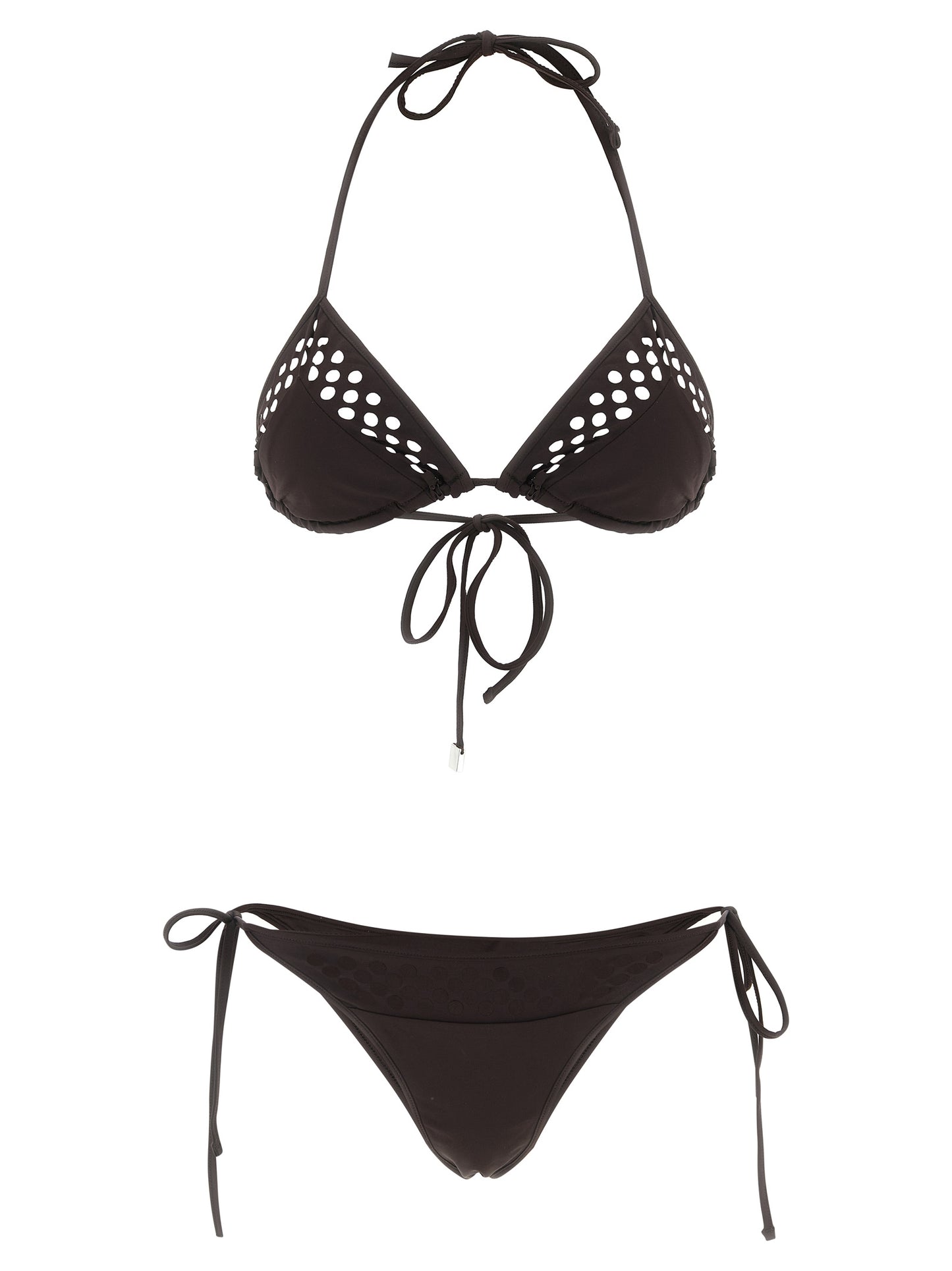 Bikini by The Attico for women in polyamide & lycra brown & signature features a sultry chic silhouette, showcasing the sultry chic design of this Waves Women's Polyamide & Lycra Bikini with a sultry chic fit.