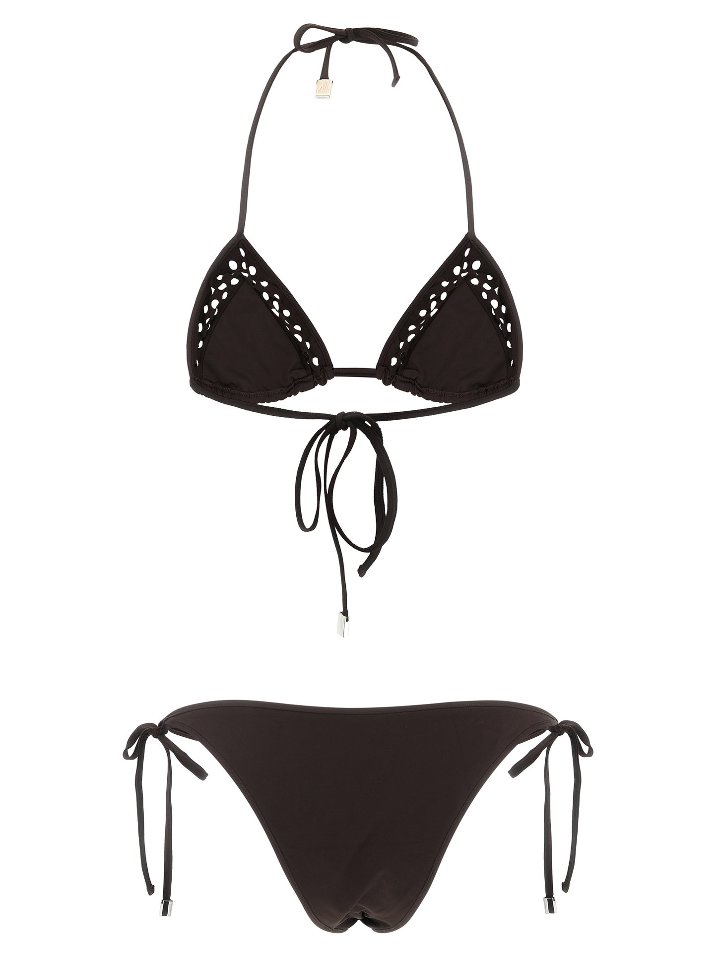 Bikini by The Attico for women in polyamide & lycra brown & signature features an dramatic silhouette, artfully capturing the essence of the dramatic Waves Women's Polyamide & Lycra Bikini design with a sophisticated dramatic cut.