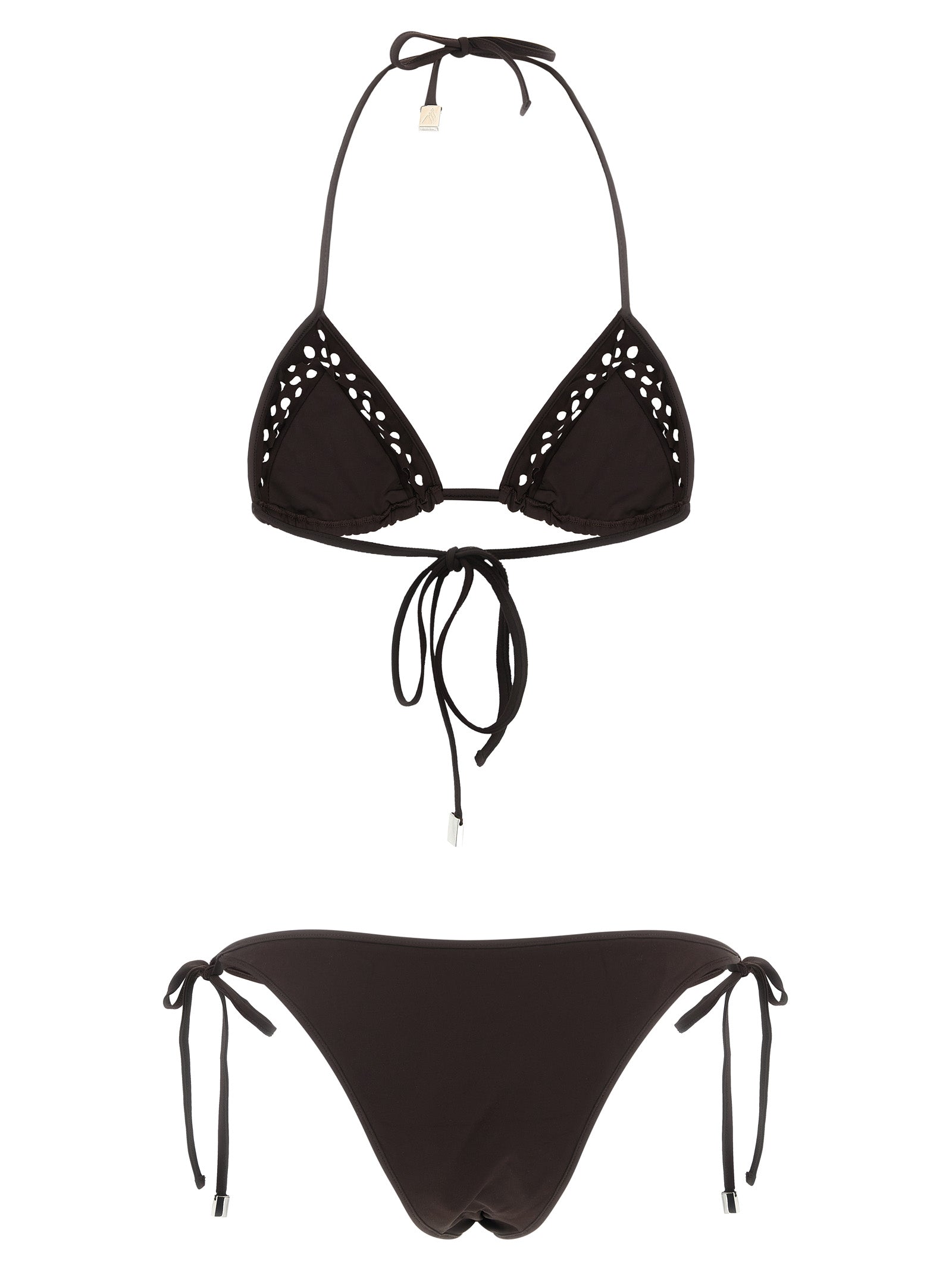 Bikini by The Attico for women in polyamide & lycra brown & signature features an dramatic silhouette, artfully capturing the essence of the dramatic Waves Women's Polyamide & Lycra Bikini design with a sophisticated dramatic cut.