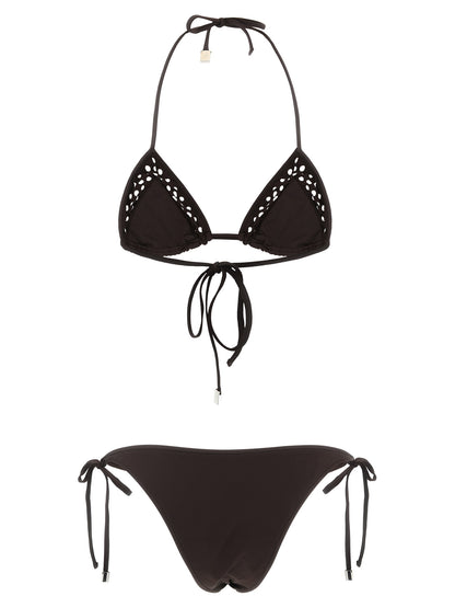 Bikini by The Attico for women in polyamide & lycra brown & signature features an dramatic silhouette, artfully capturing the essence of the dramatic Waves Women's Polyamide & Lycra Bikini design with a sophisticated dramatic cut.