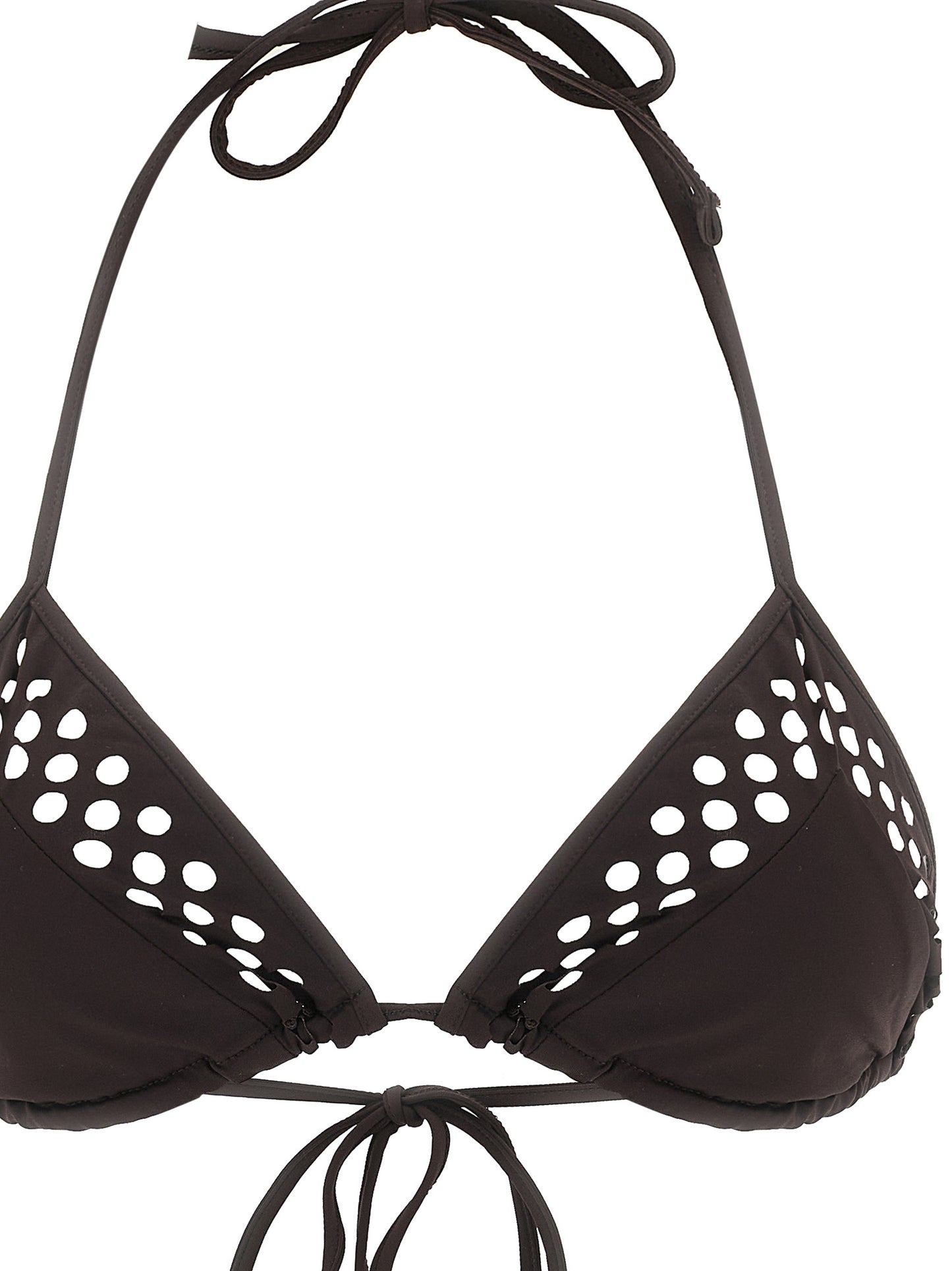 This Bikini by The Attico for women in polyamide & lycra brown & signature features a beach chic silhouette from the Waves Women's Polyamide & Lycra Bikini collection, showcasing a beach chic cut for a refined poolside look.