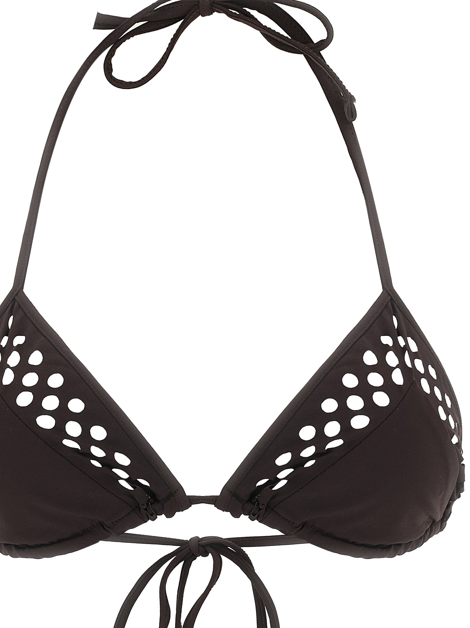 This Bikini by The Attico for women in polyamide & lycra brown & signature features a beach chic silhouette from the Waves Women's Polyamide & Lycra Bikini collection, showcasing a beach chic cut for a refined poolside look.