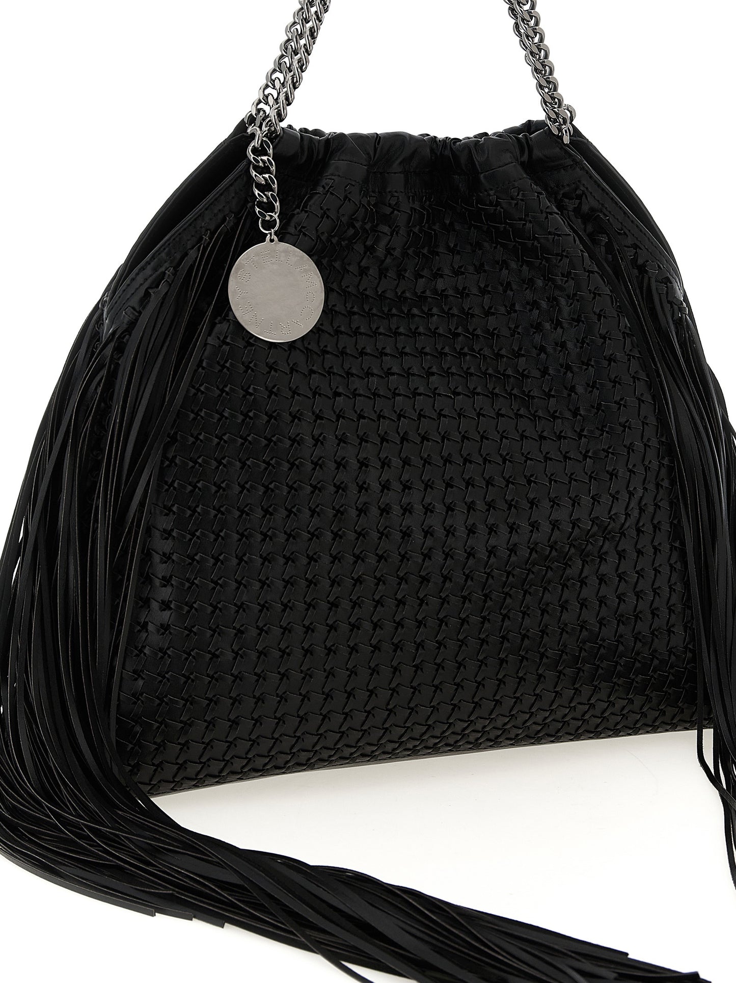 Medium Shoulder Bag by Stella McCartney for women in polyamide black & signature showcases a statuesque silhouette, artfully detailed with a secure magnetic, organized , and versatile shoulder-strap & handle for a statuesque look.