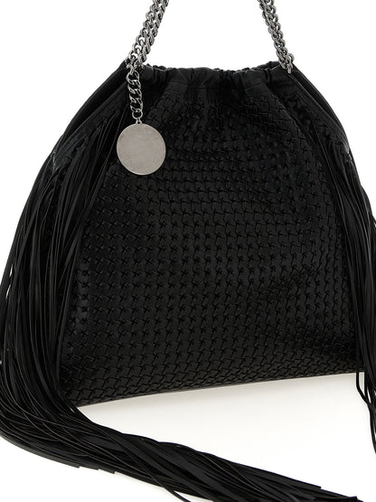 Medium Shoulder Bag by Stella McCartney for women in polyamide black & signature showcases a statuesque silhouette, artfully detailed with a secure magnetic, organized , and versatile shoulder-strap & handle for a statuesque look.