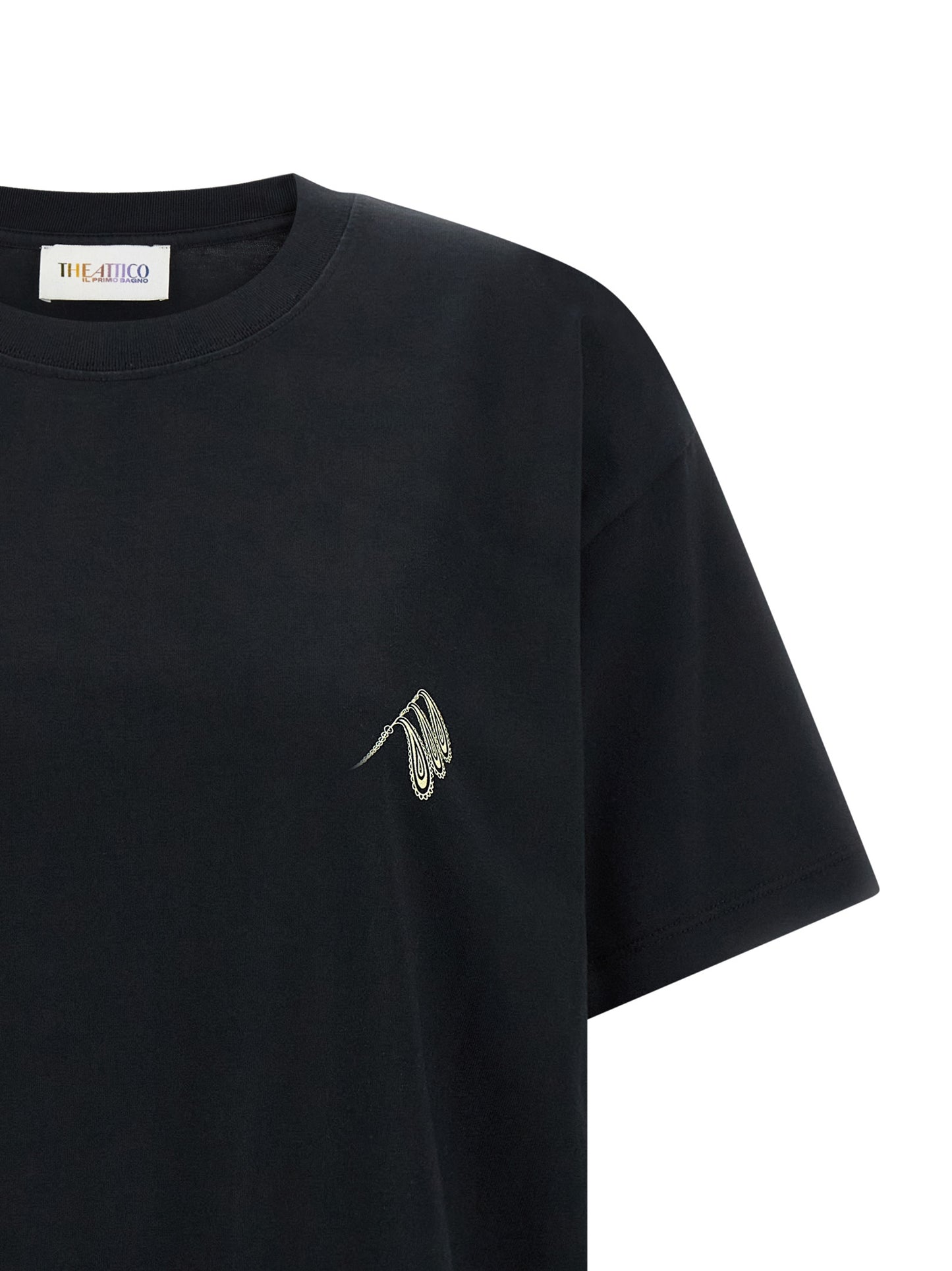 T-Shirt by The Attico for women in cotton black & print features an on trend silhouette, perfectly showcasing a on trend and crew neckline for an elevated aesthetic.