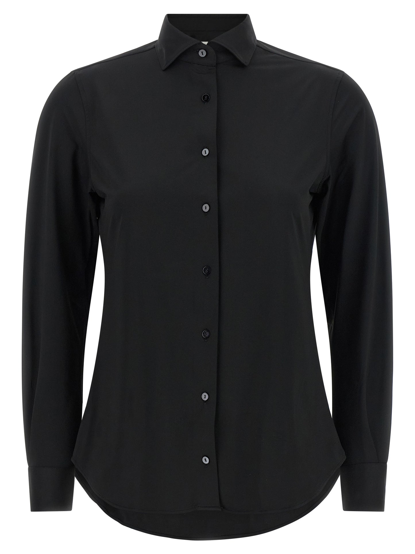 Blouse by XACUS for women in stretch polyamide black presents a discerning silhouette, showcasing a sophisticated and long-sleeve for a truly discerning finish.