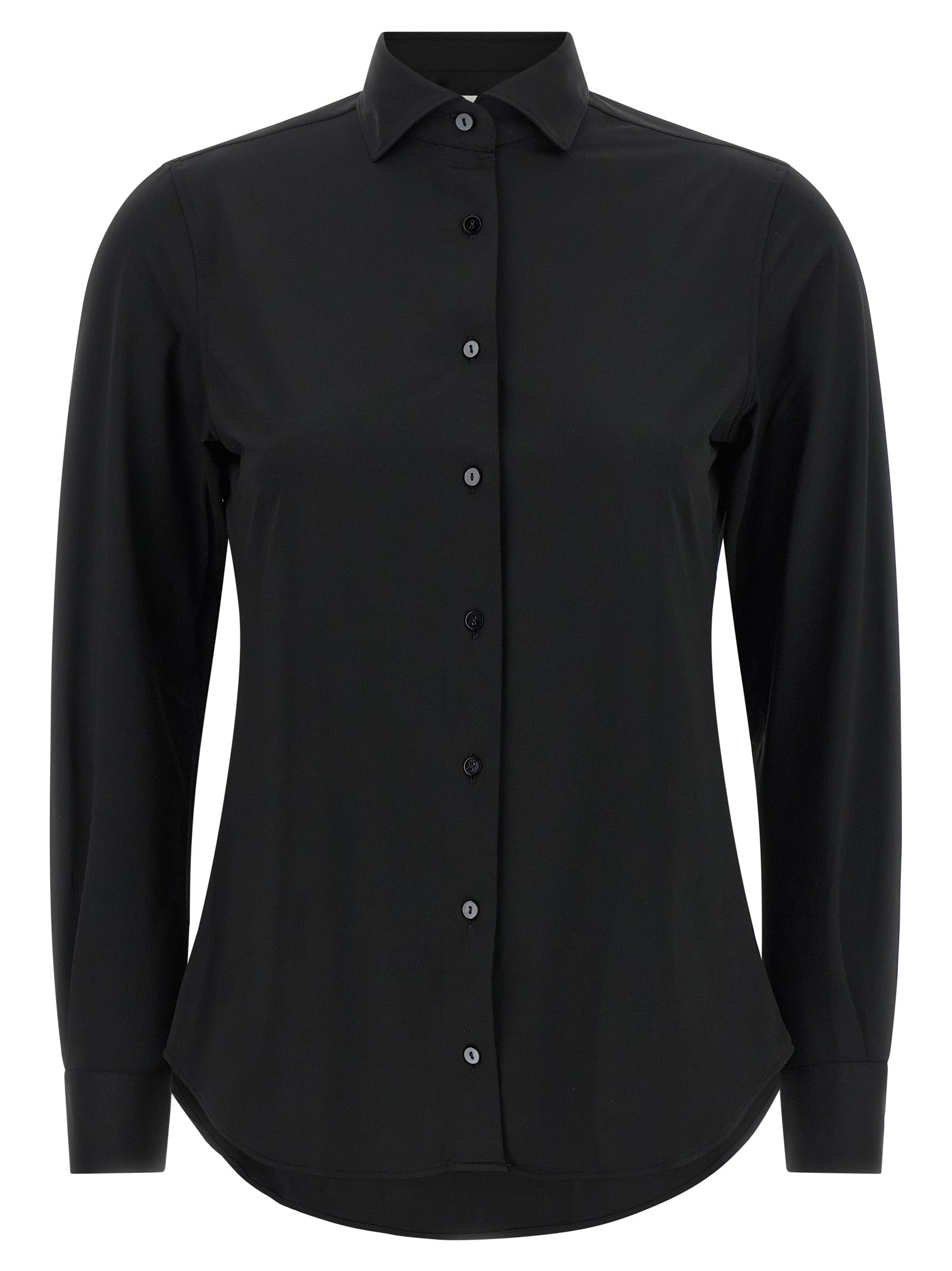 Blouse by XACUS for women in stretch polyamide black presents a discerning silhouette, showcasing a sophisticated and long-sleeve for a truly discerning finish.