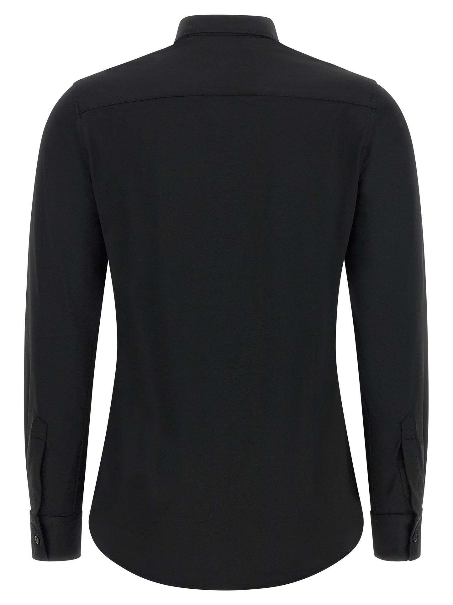 Blouse by XACUS for women in stretch polyamide black features an architectural silhouette with a refined and elegant for a architectural look.