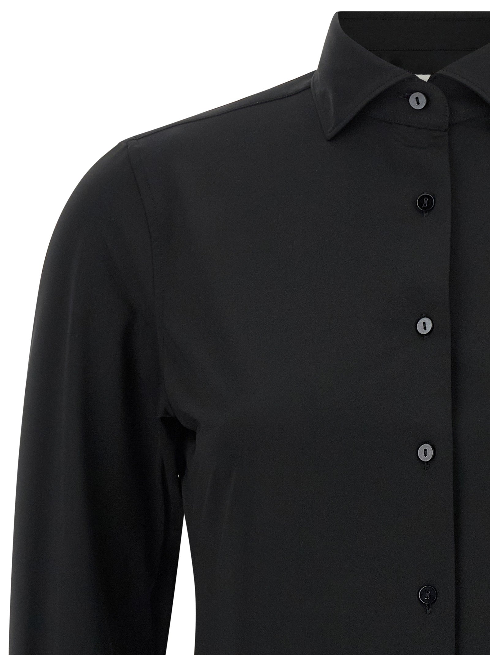 Blouse by XACUS for women in stretch polyamide black features an polished silhouette, showcasing a sophisticated and detail for a truly polished finish.