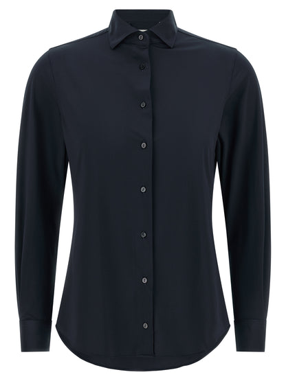 XACUS Women's Long-Sleeve Stretch Polyamide Blouse - Blue