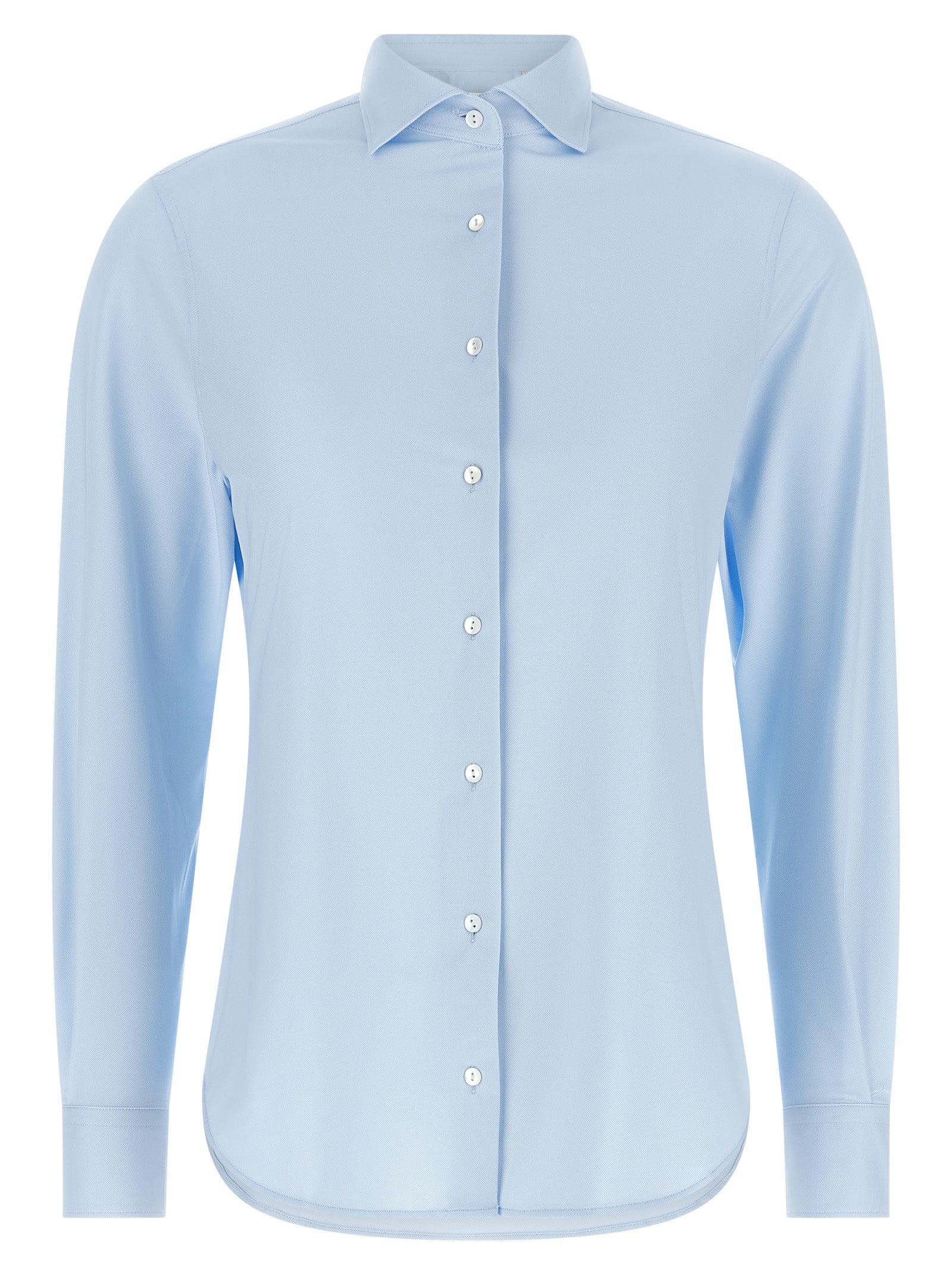 Blouse by XACUS for women in stretch polyamide light-blue showcases a sublime silhouette, artfully detailed with a sublime and long-sleeve for a sophisticated, sublime finish.